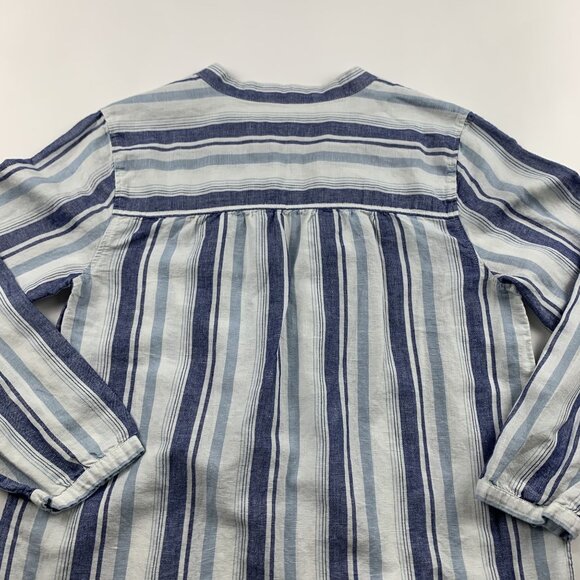 J.Crew Blue Striped Linen Blend Split Neck Tunic Shirt Dress S - Picture 8 of 8
